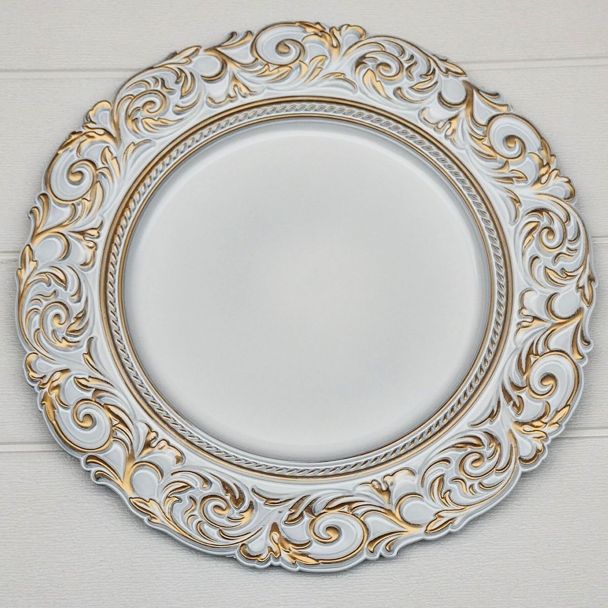 GENERICO - Pack 2 Bandejas & Plato Base Redondo - Blanco Envejecido