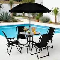 Juego de Comedor Terraza de 4 Personas Negro