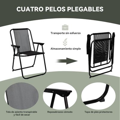 Imagen 2 del producto Juego de Comedor Terraza de 4 Personas Negro