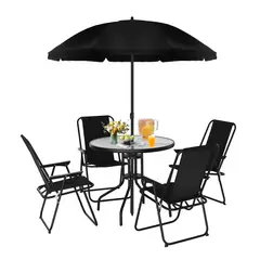 ELEMENT DESIGN - Juego de Comedor Terraza de 4 Personas Negro