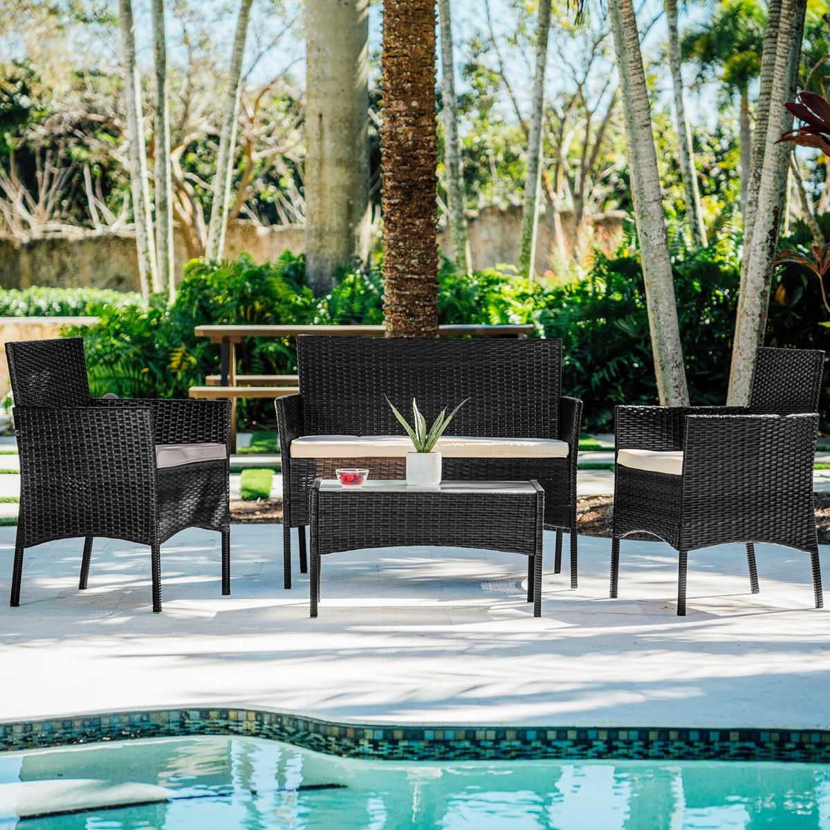 ELEMENT DESIGN - Juego de Living de Terraza Brisa 4 Piezas para Exterior