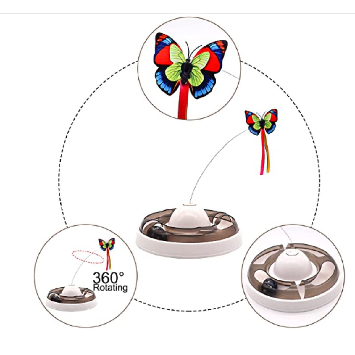 GENERICO - Juguete Para Gatos Interactivo Electrico 2 En 1 Mariposa