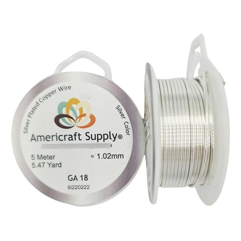 GENERICO - Alambre Para Bisuteria Americraft Supply Calibre 18 - 5mts - Plateado
