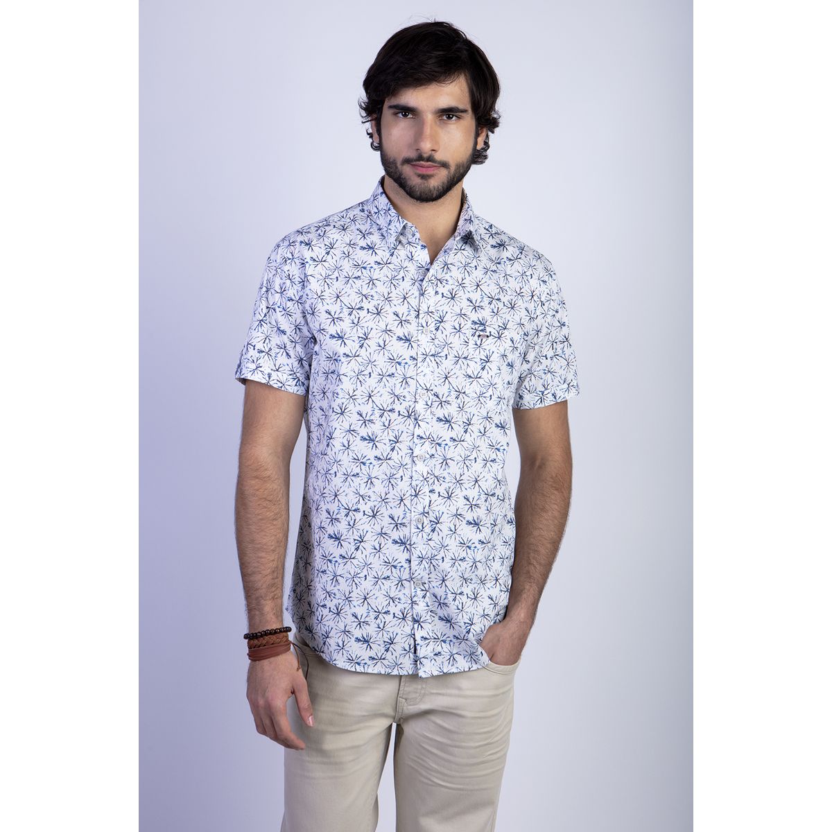 FEROUCH - Camisa Estampada Cambridge Fj Azul Ferouch