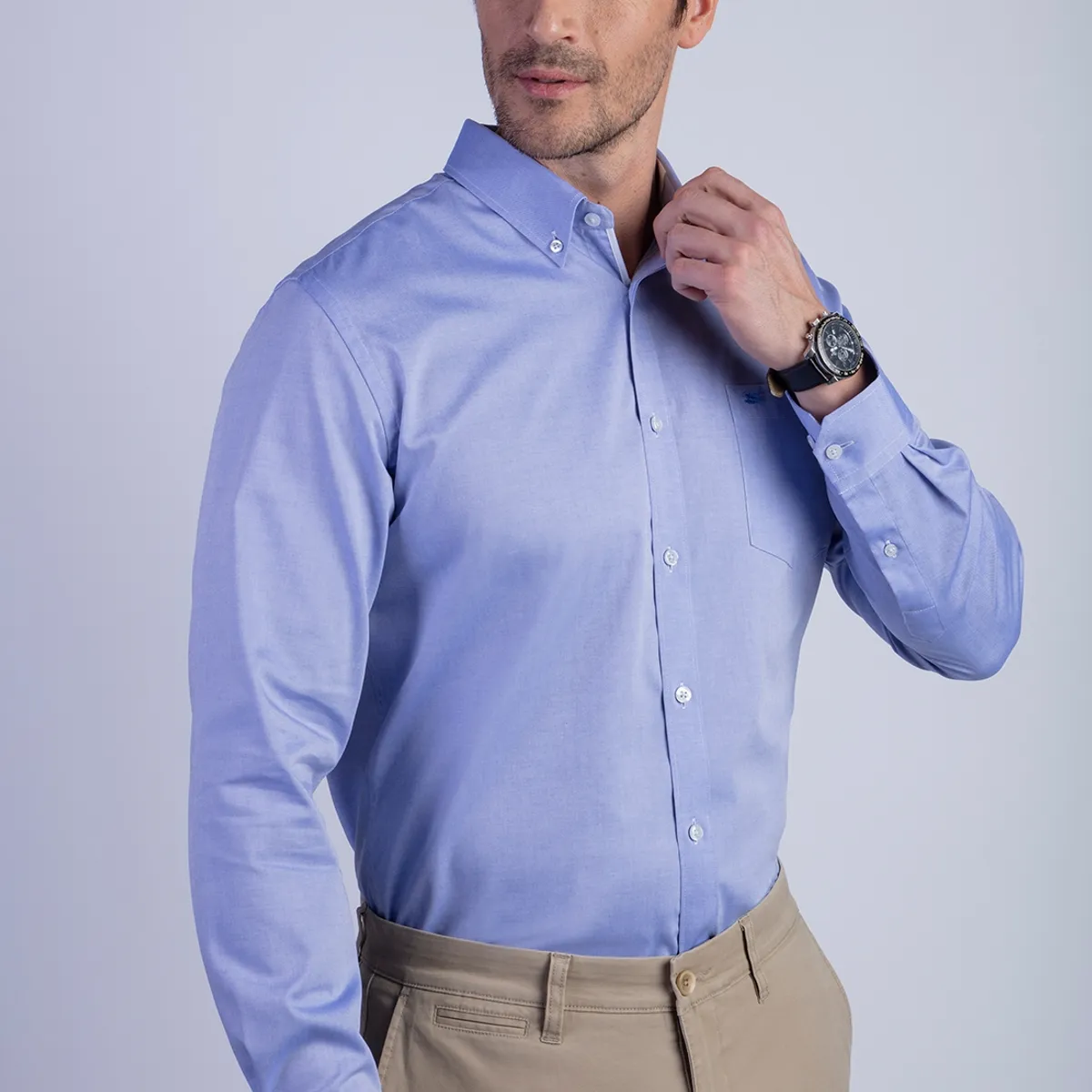 FEROUCH - Camisa Smart Casual Oxford Azul Ferouch
