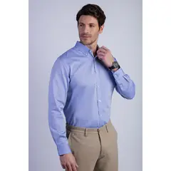 FEROUCH - Camisa Smart Casual Oxford Azul
