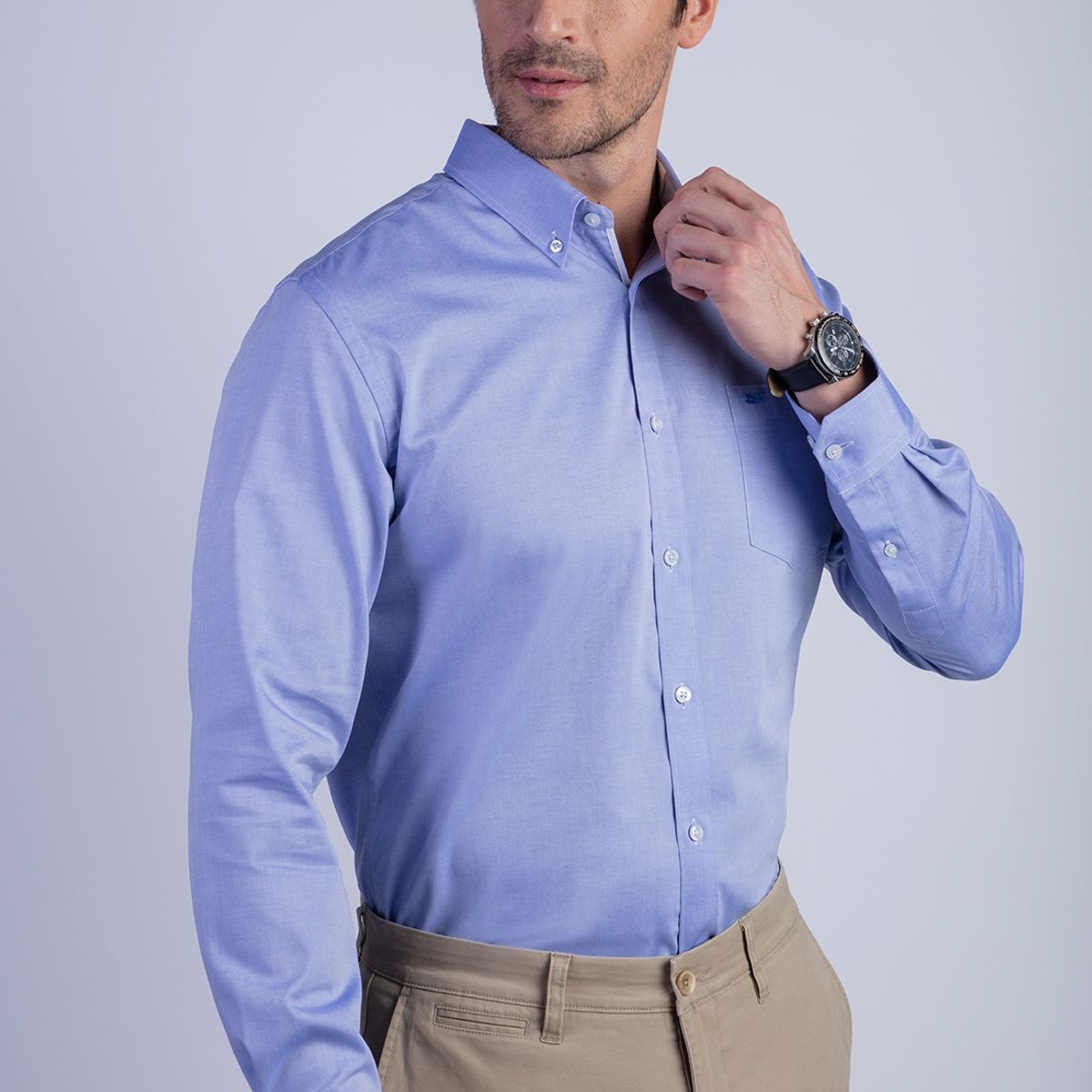 FEROUCH - Camisa Smart Casual Oxford Azul Ferouch
