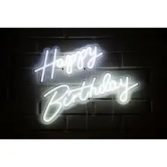 GEN - LETRERO ESTILO NEON HAPPY BIRTHDAY (BLANCO/USB/41X19CM Y 56.8X19.6CM)