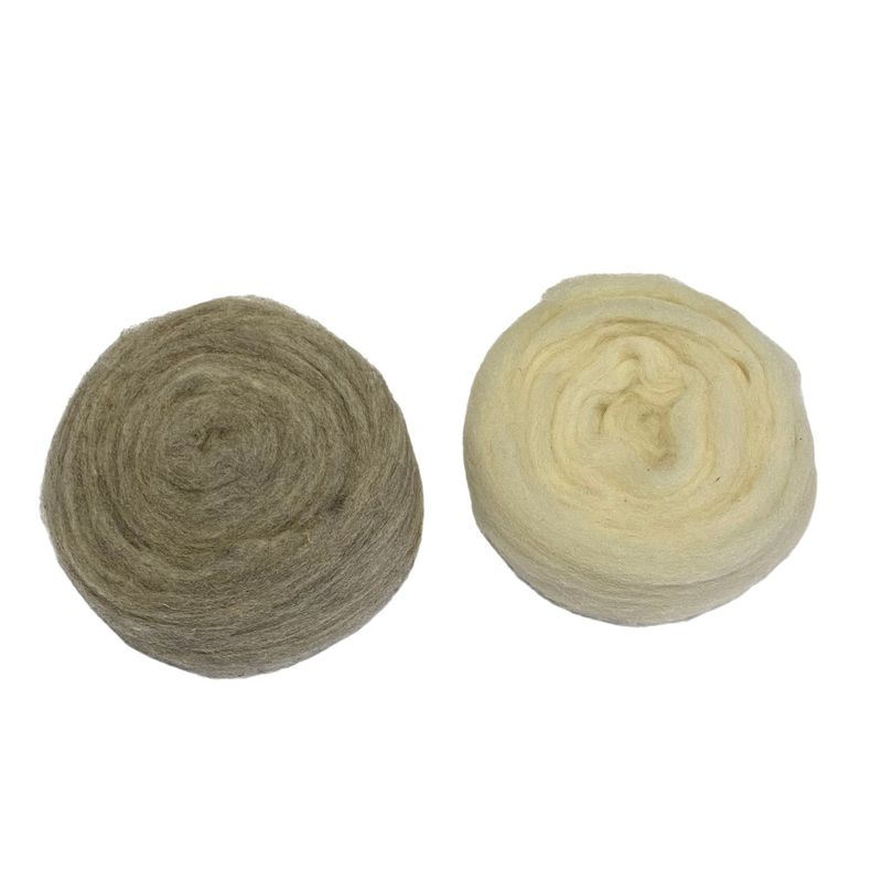 GENERICO - Set de vellón Fieltro Lana 100 grs Crudo-gris + agujas S M L