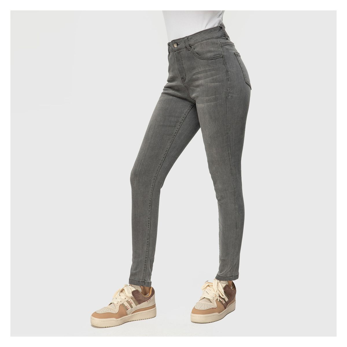 FASHION'S PARK - Jeans Mujer Super Skinny Gris Fashion's Park