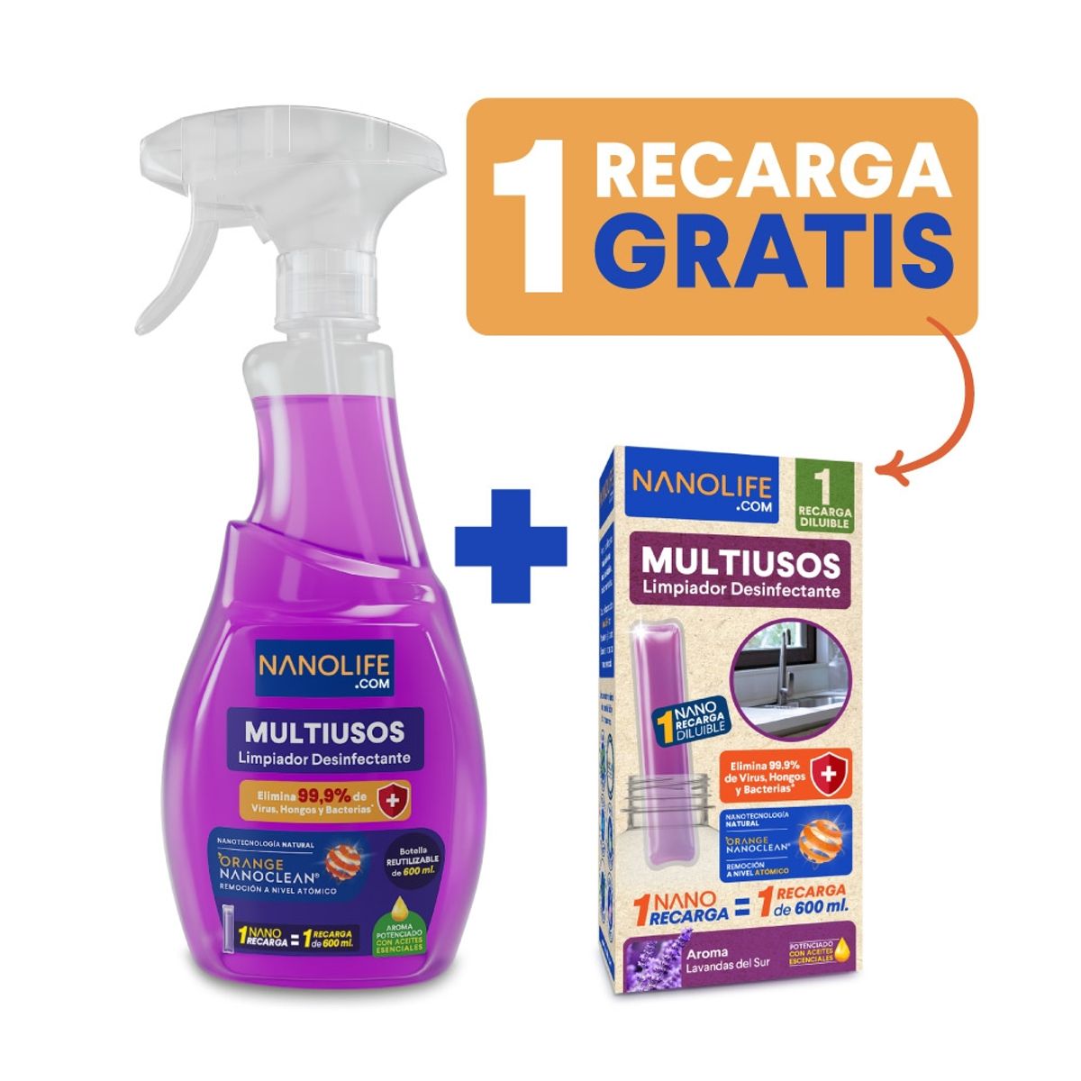DEYSA CARE - Nanolife  Multiusos desinfectante - Kit inicial Lavanda