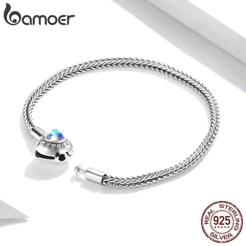 GENERICO - Pulsera brazalete de Plata 925 con abalorios en forma de corazón
