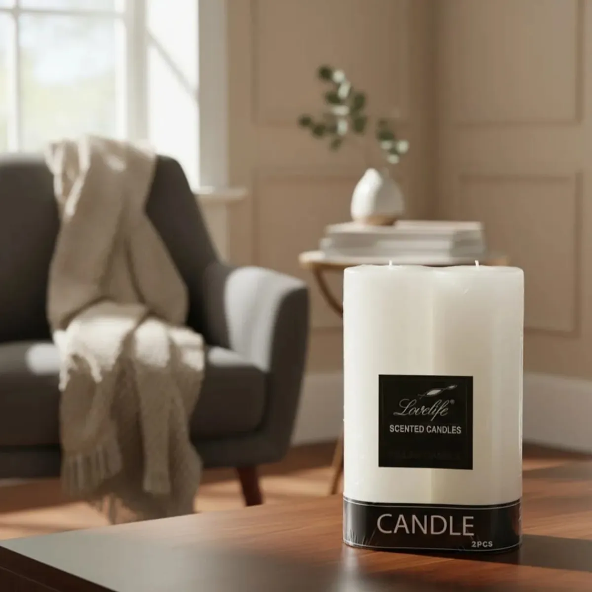 GENERICO - PACK DE 2 VELAS CIRIOS BLANCAS  DE 15 X 5