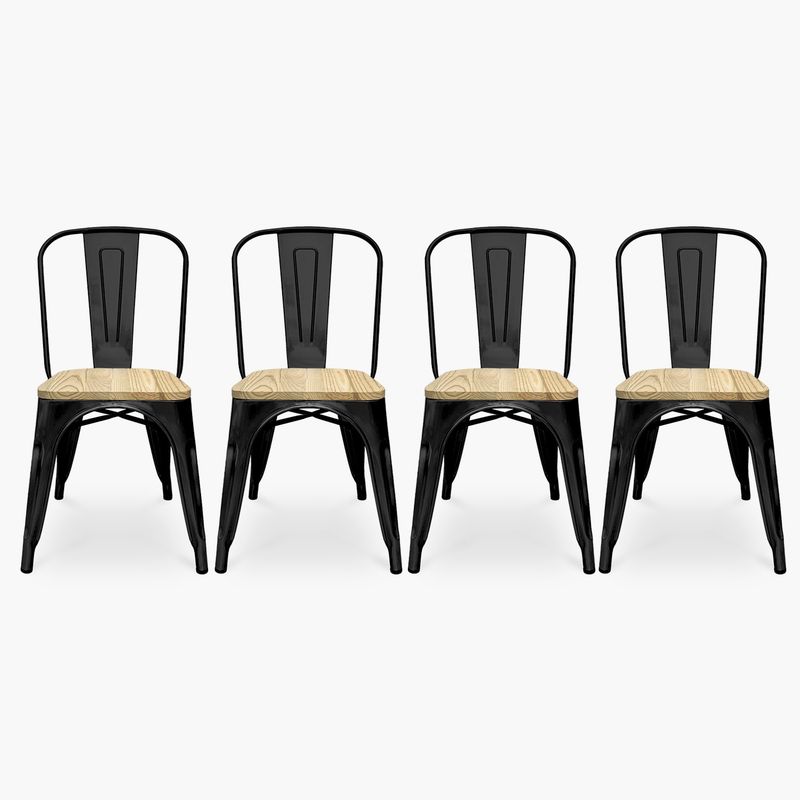 FORM DESIGN - Pack 4 Sillas Tolix Asiento Madera Negro Form
