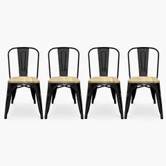 FORM DESIGN - Pack 4 Sillas Tolix Asiento Madera Negro Form