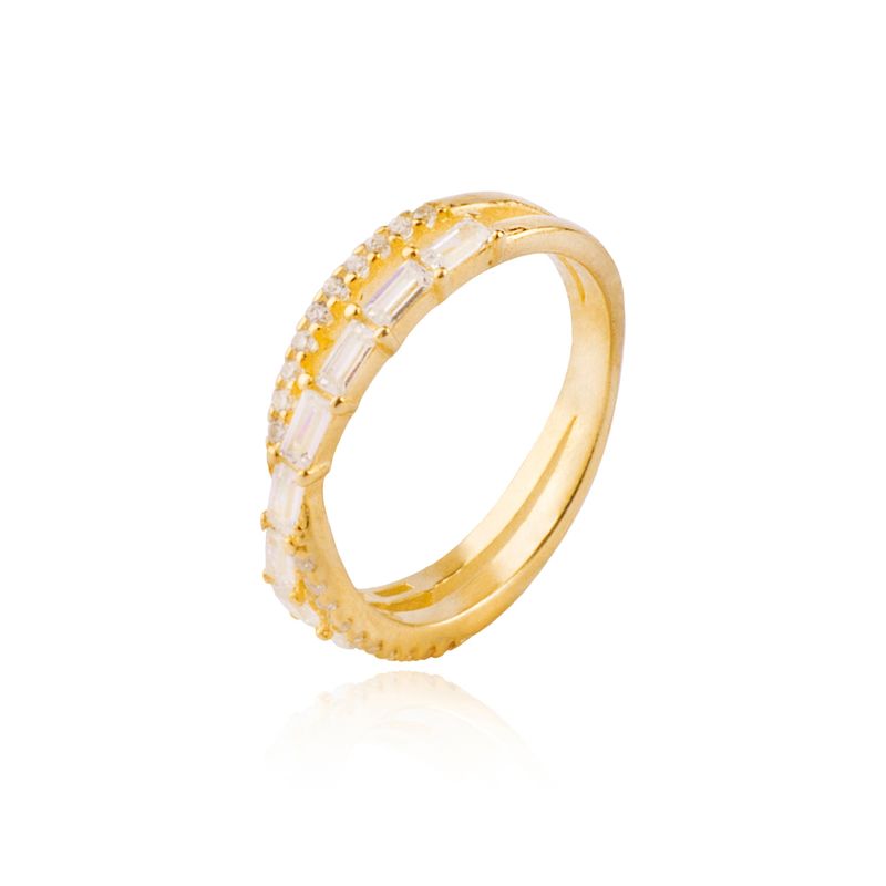 JB JOYAS BARON - Anillo de Plata Esterlina 925 Circonita Cruzada Revestido en Oro