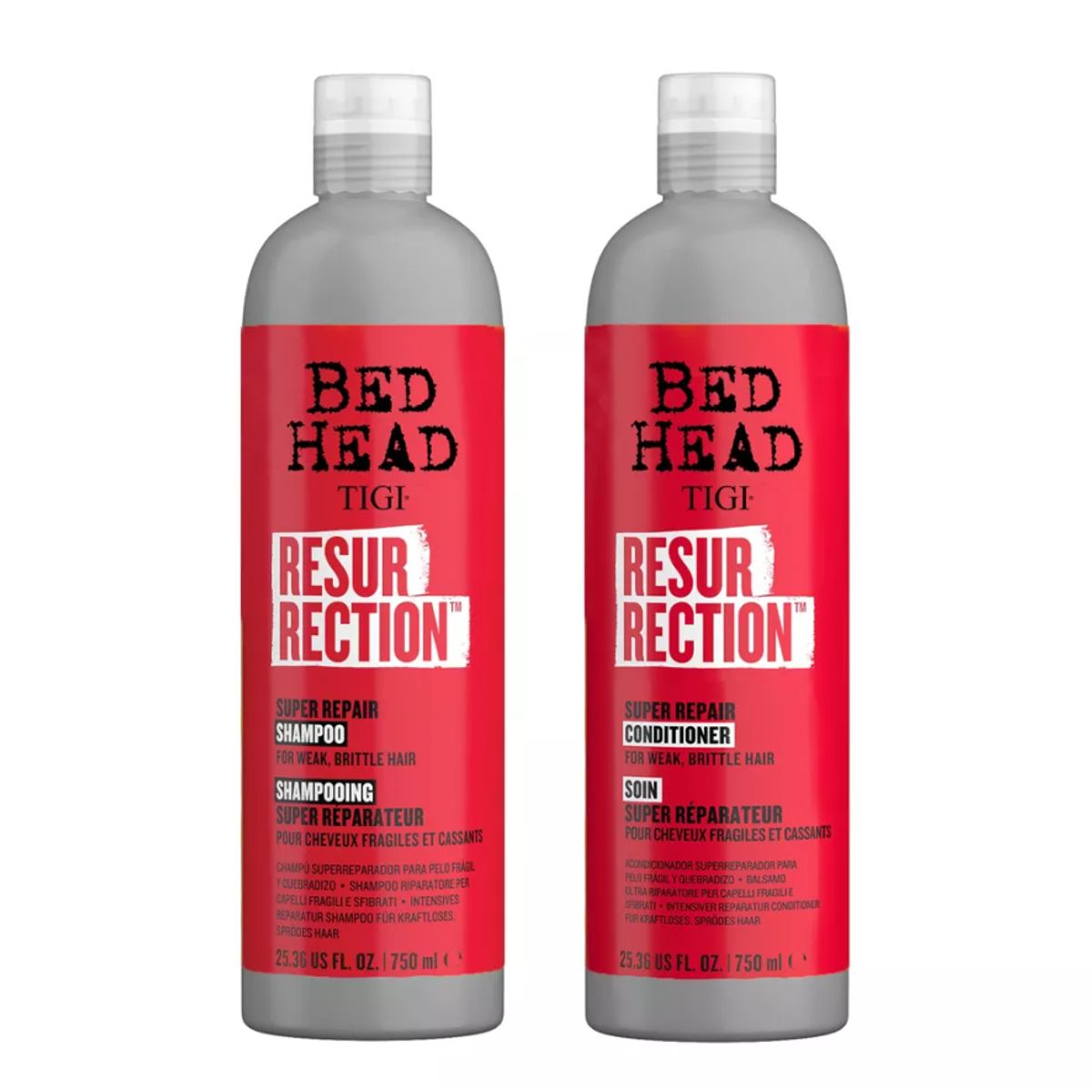 TIGI - Pack Shampoo y Acondicionador Resurrection 750 ml c/u Bed Head - Tigi.-