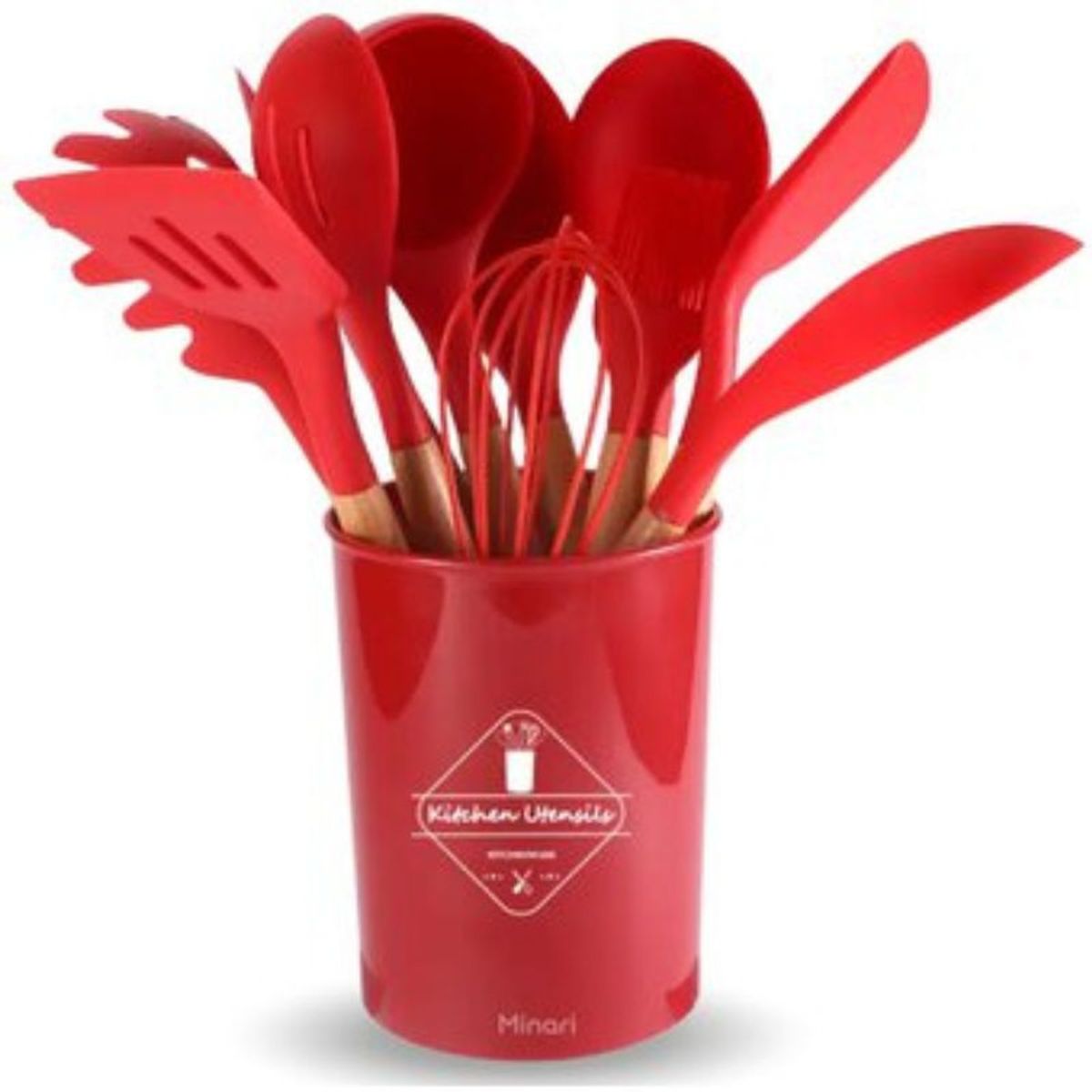 GENERICO - Set Utensilios De Cocina Antiadherentes De Silicona Color Rojo