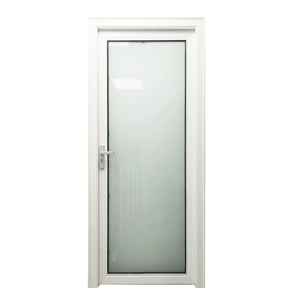 CASTLETEC - Puerta de aluminio y vidrio termopanel templado 80x200cm RH blanco