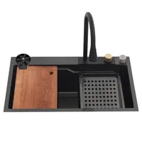 Lavaplatos Multifuncional Cascada Black Sobre Cubierta 75x46x23