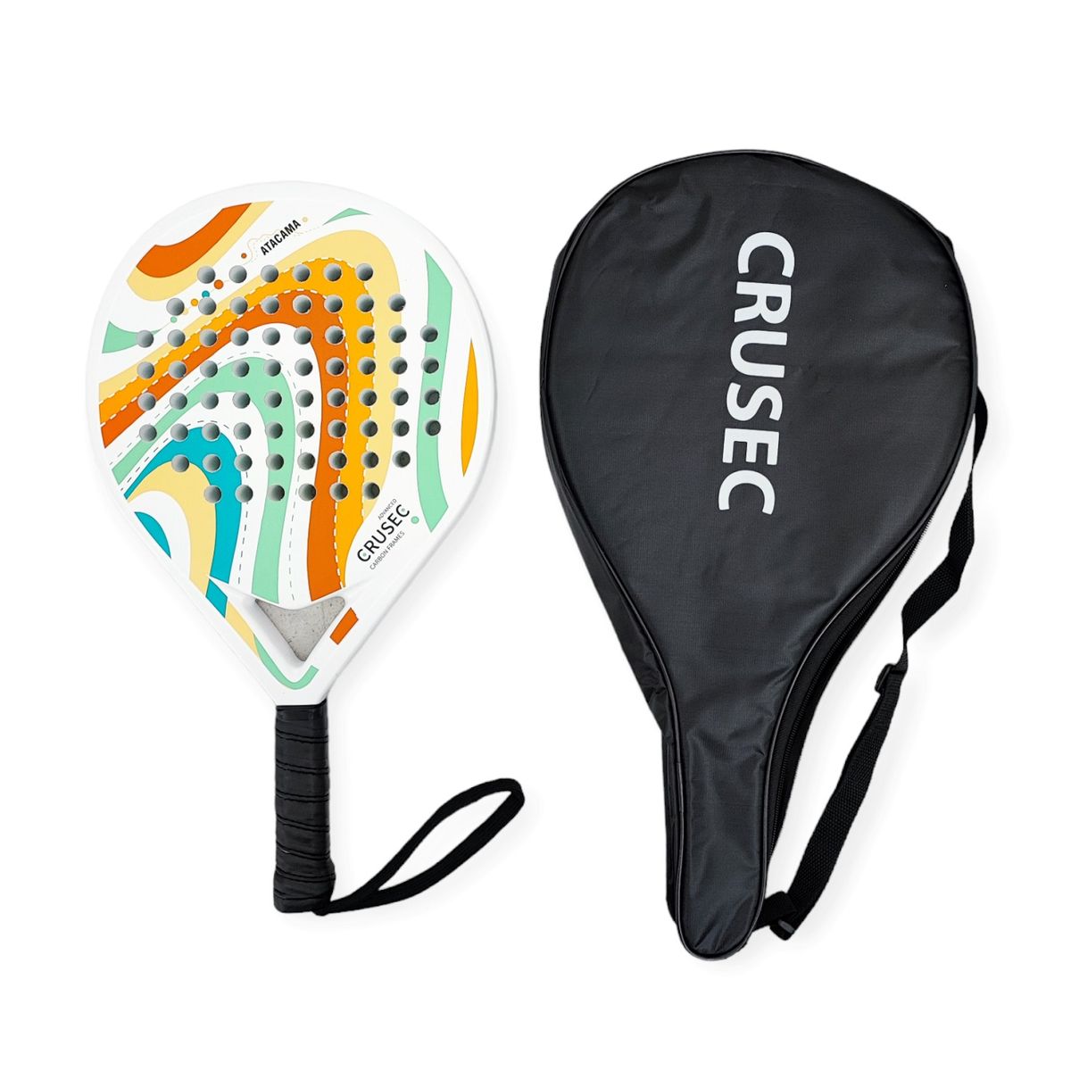 CRUSEC - Pala Padel Crusec Mod Atacama Carbono 38mm Con Bolso Blanco