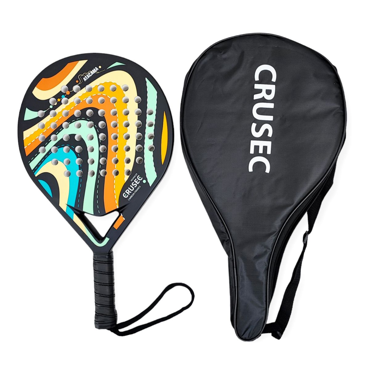 CRUSEC - Pala Padel Crusec Mod Atacama Carbono 38mm Con Bolso - Negro