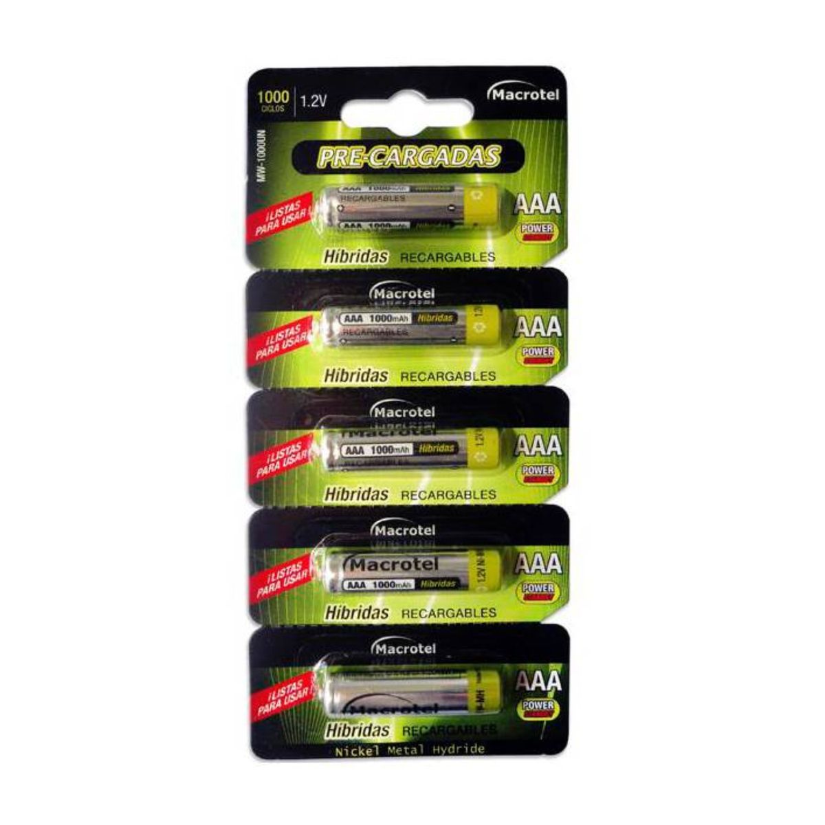 MACROTEL - Pila Recargable Aaa X5 1000mah Macrotel Híbrida