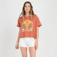 O'NEILL - POLERA MANGA CORTA FLOWER CAFÉ COBRE