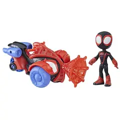 MARVEL - Figura de Acción Spidey And Friends Miles Morales Spider-Man Set Tecno-moto