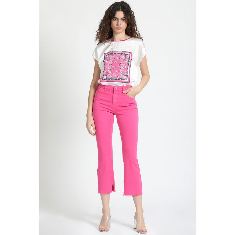 LIOLA - Pantalon Pescador Flare, Tiro Medio, Fucsia Liola