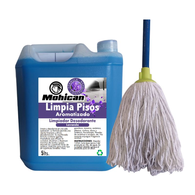 MOHICAN - PROMO MOPA  ALGODÓN C/MANGO + LIMPIA PISOS CONC LAVANDA 5LT