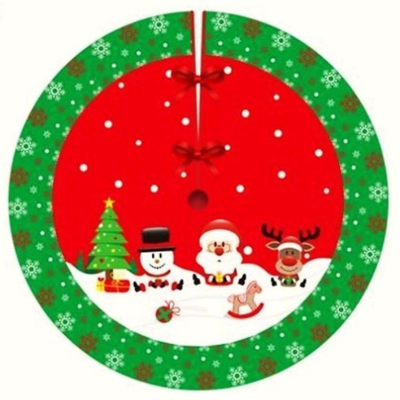 GENERICO - Faldón Pie Árbol De Navidad 90 Cm - Rojo Con Verde