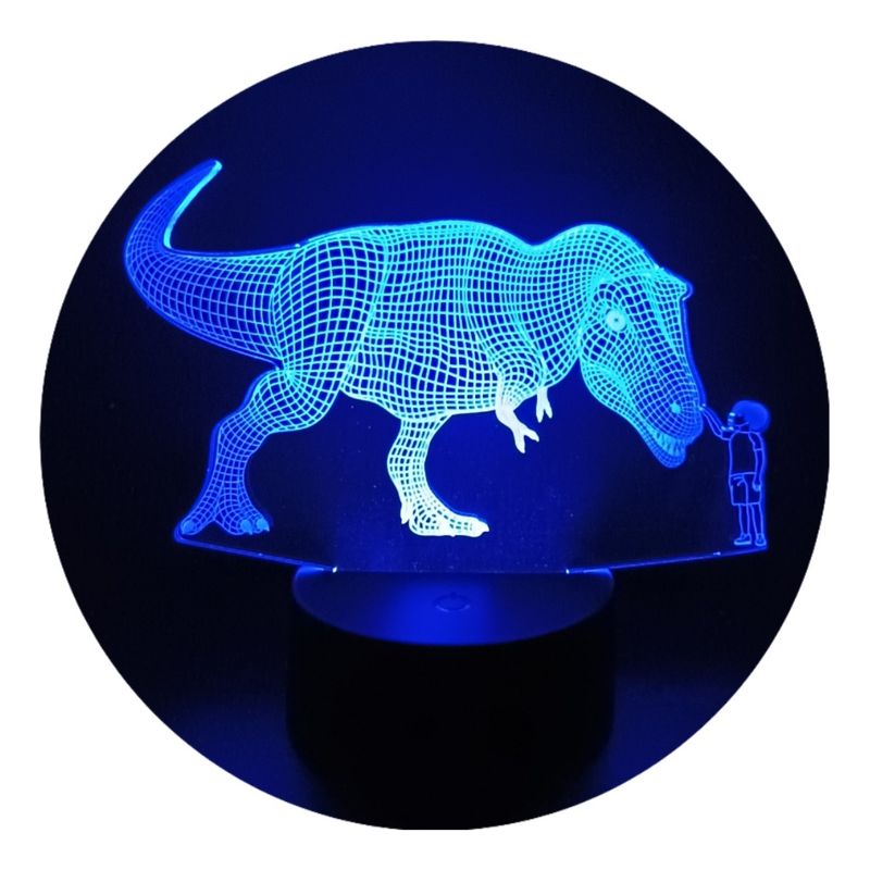 GENERICO - Lámpara Ilusión 3d Dinosaurio Y Niño De 7 Colores