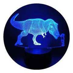 GENERICO - Lámpara Ilusión 3d Dinosaurio Y Niño De 7 Colores
