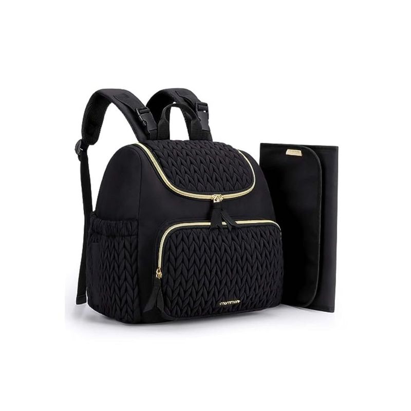 MOMMORE - Mommore Mochila Pañalera con bolsillos aislados y cambiador - Negro