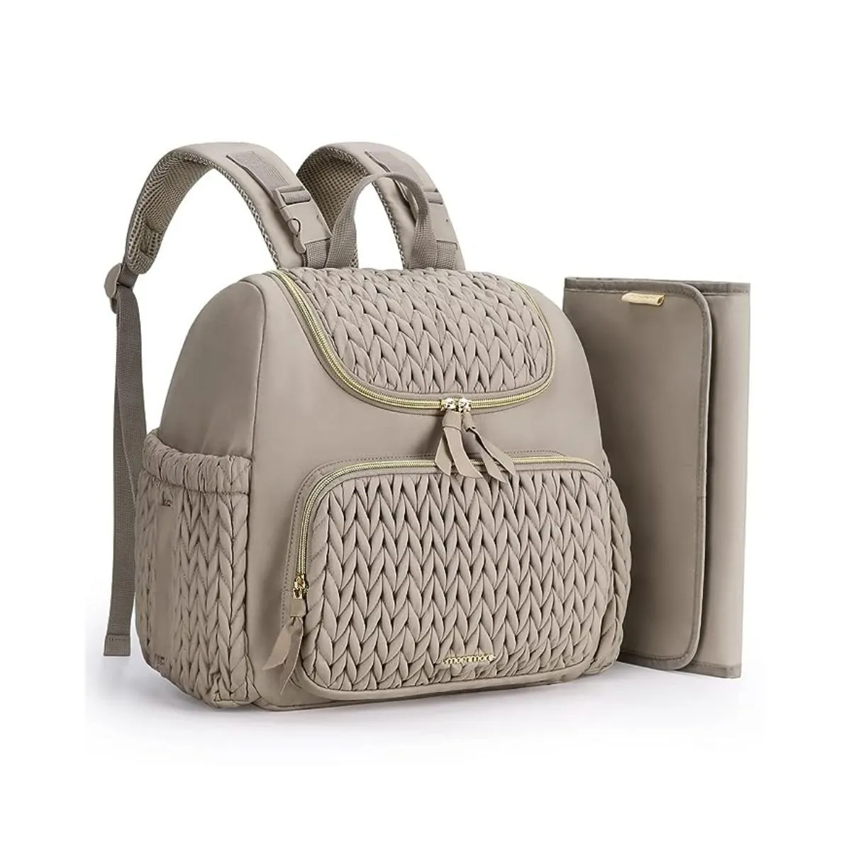 MOMMORE - Mommore Mochila Pañalera con bolsillos aislados y cambiador- Marrón
