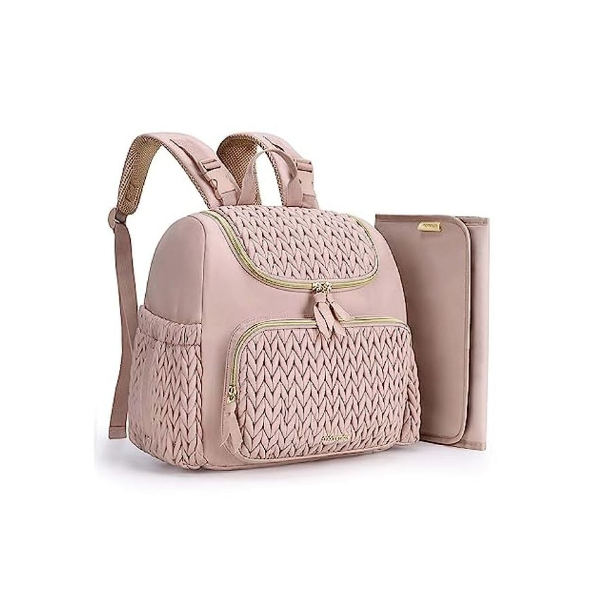 MOMMORE - Mommore Mochila Pañalera con bolsillos aislados y cambiador- Rosa