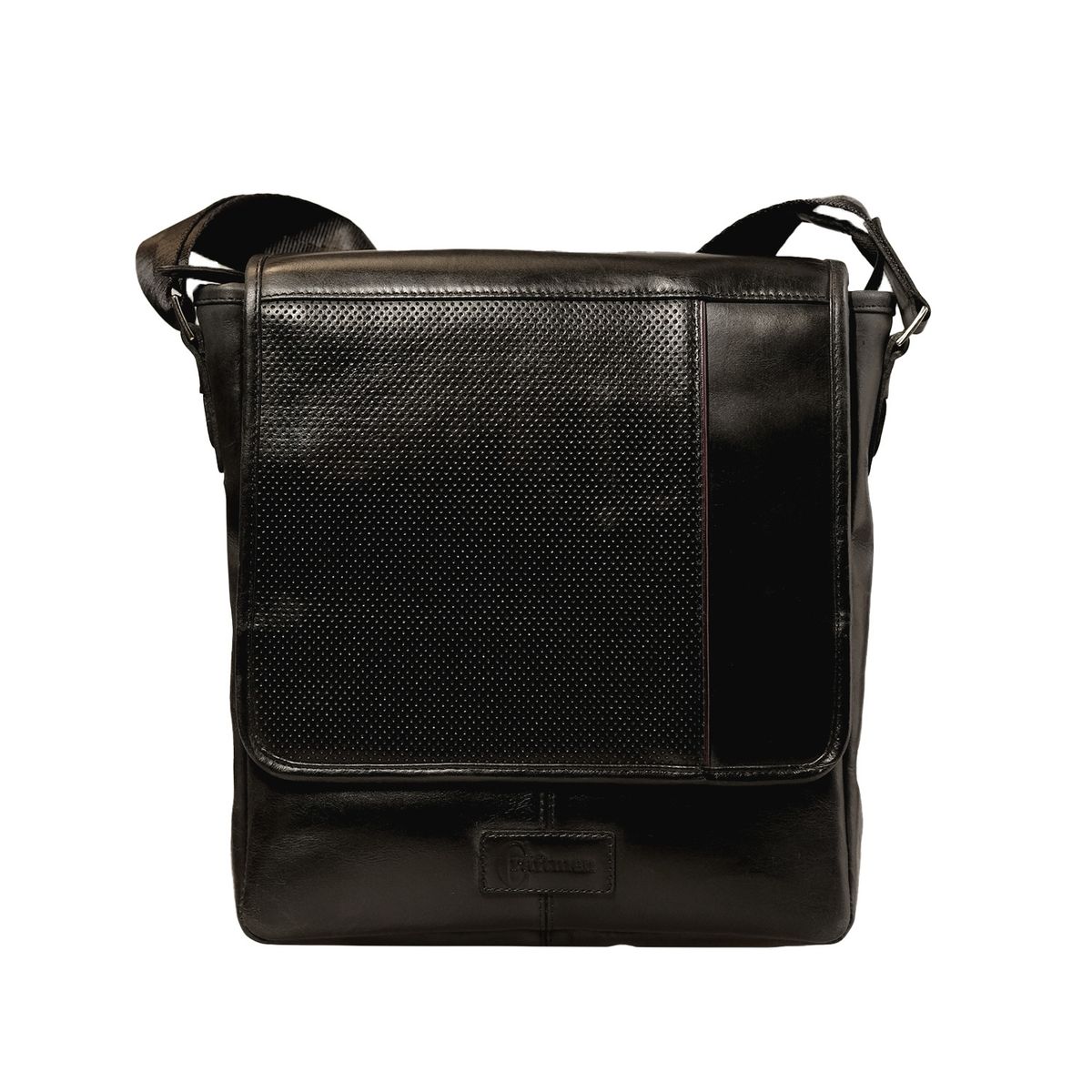 CRAFTMEN - Morral 100 % cuero Negro Craftmen