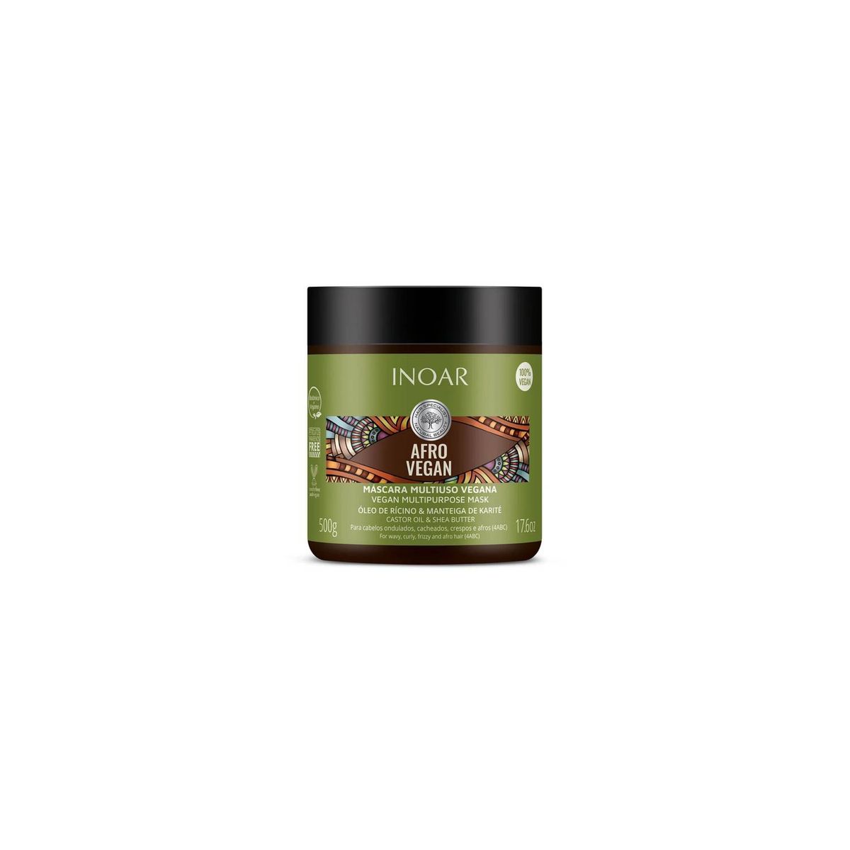 INOAR - Afro Vegan Inoar Nutrición Para Cabello Ondulado Y Afro 500g.