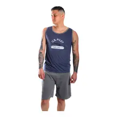 MEDIA LUNA - Pijama Hombre Polera Sin Mangas y Short Diseño US Pilot