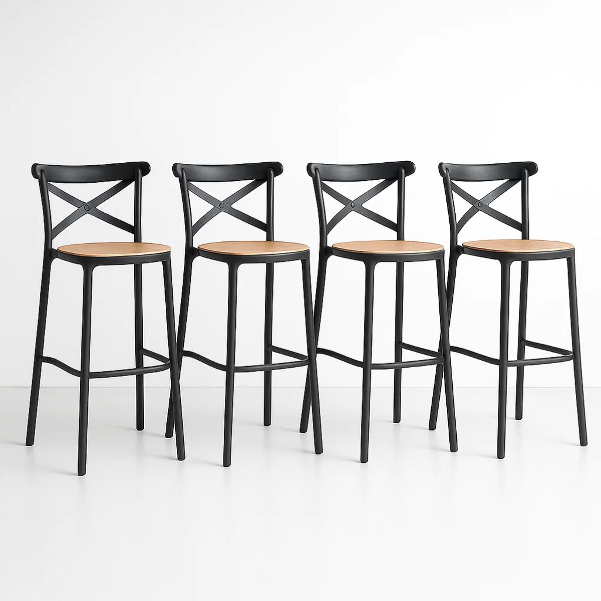 KLIK - Pack de 4 Taburetes Crossback Danubio - Negros KLIK