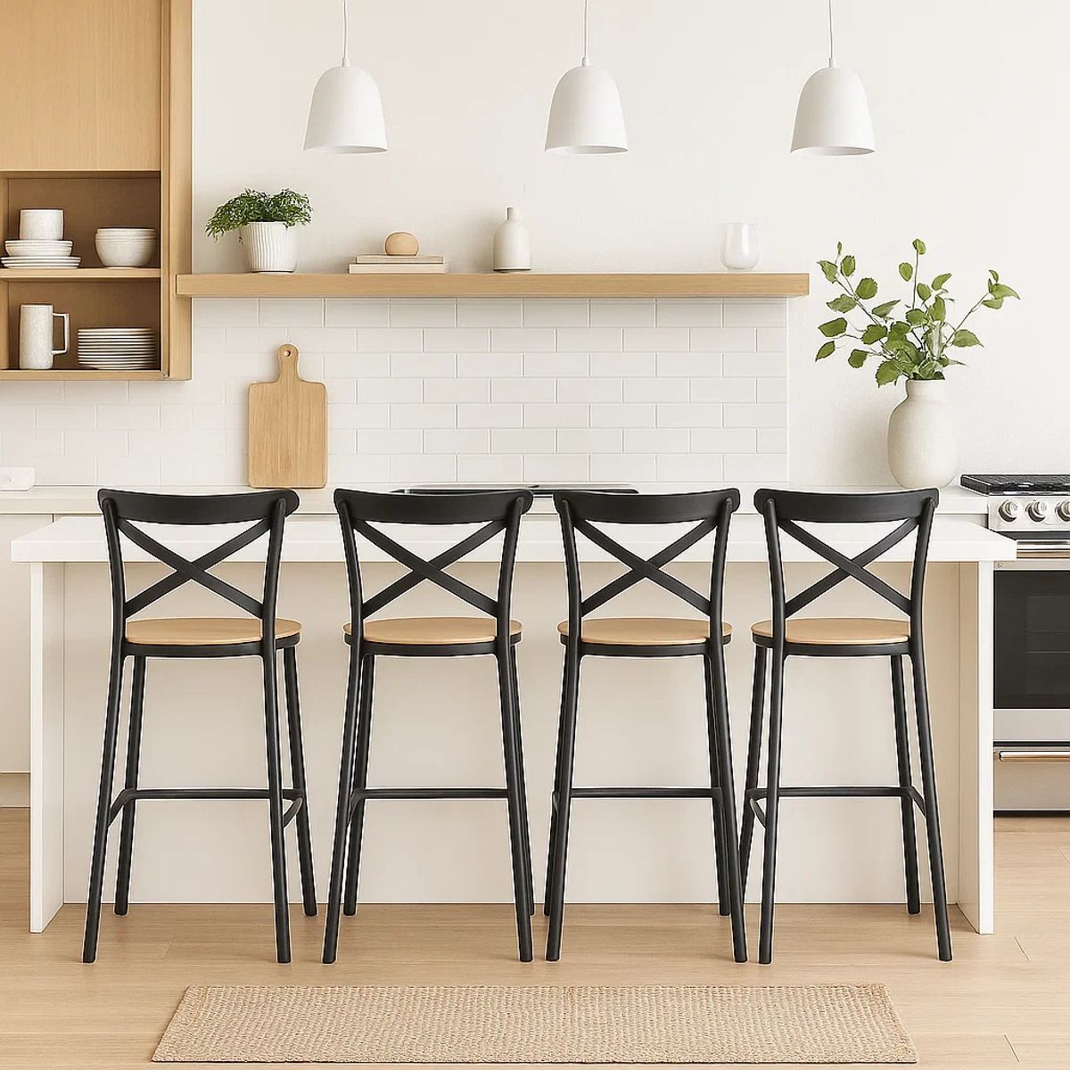 KLIK - Pack de 4 Taburetes Crossback Danubio - Negros KLIK