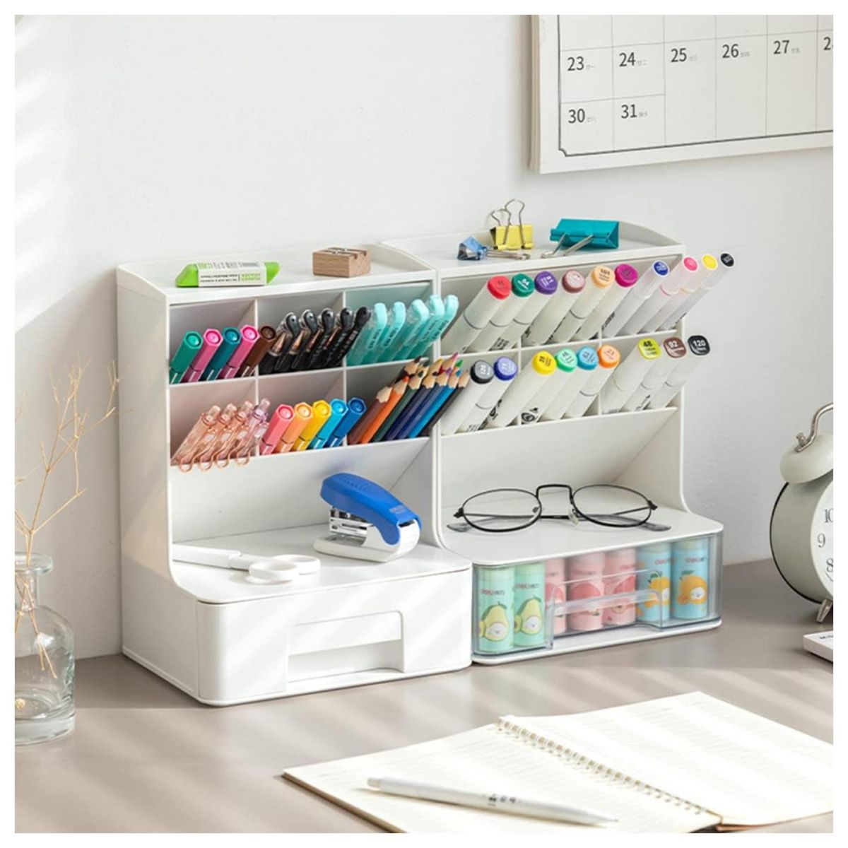 GENERICO - Organizador De Escritorio Papeleria O Cosmetiquero Rosado 18x14x24cm