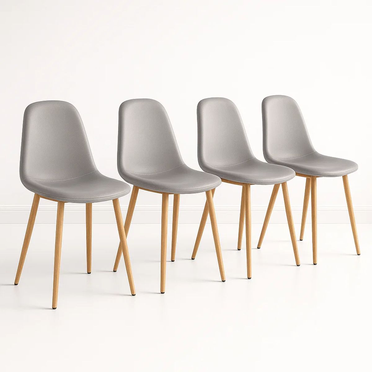 KLIK - Pack de 4 Sillas Spoon Terciopelo - Gris KLIK