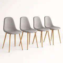 KLIK - Pack de 4 Sillas Spoon Terciopelo - Gris