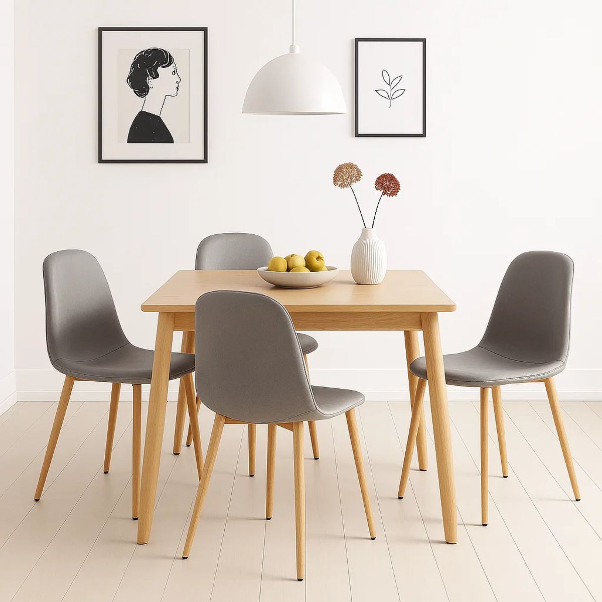 KLIK - Pack de 4 Sillas Spoon Terciopelo - Gris KLIK