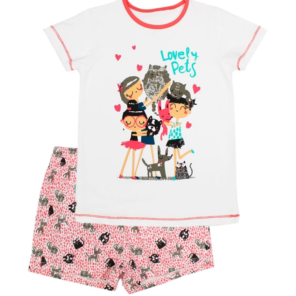 FICCUS - Pijama Kids Niña Lovely Pets Blanco