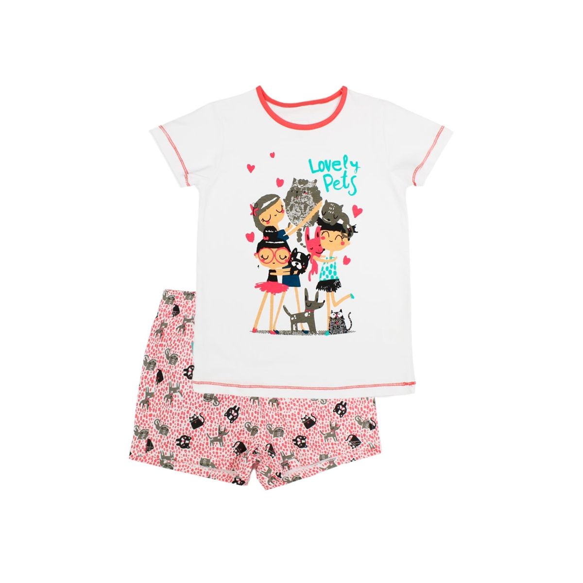 FICCUS - Pijama Kids Niña Lovely Pets Blanco