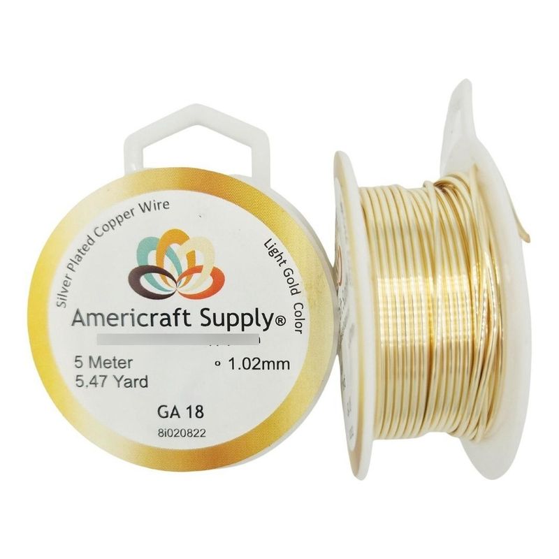 GENERICO - Alambre Para Bisuteria Americraft Supply Calibre 18 - 5mts - Dorado