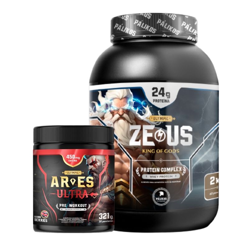 PALIKOS FITNESS - Pack proteina Zeus1 kg  complex Chocolate  Pre entreno.